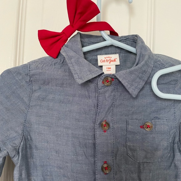 NEW Cat & Jack suspender pant and button up shirt outfit size 12 mths - Picture 4 of 8